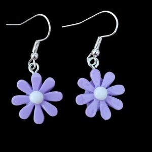 Purple Retro Flower Earrings
